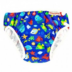 ImseVimse 超彈性防漏游泳尿褲 藍色海洋 可重複使用, M(7~10kg), 1件