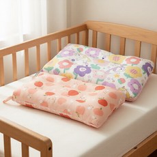 純棉可水洗安撫兒童荳荳枕頭 2個, 花朵獨角獸 多色 + 小蘋果 橘色