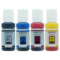 엡손 T664 호환 무한 리필 잉크 4종 세트, 검정, 파랑, 빨강, 노랑, 1세트