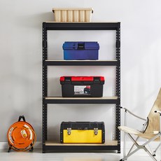 피피랙 국내생산 무볼트 무소음 조립식 앵글선반, 블랙, 4단