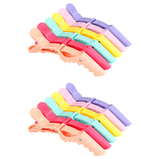 黃麻豪華頭髮鱷魚鑷子 6 件套, 2組, 紅色、黃色、天藍色、紫色、橙色、粉色