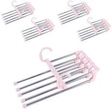 리빙선생 5단 논슬립 바지걸이, 핑크, 5개