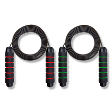 防纏繞鋼絲跳繩2件組, 1套, 紅色, 綠色