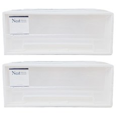 大容量抽屜式儲物箱, 42L, PP材質, 白色清透, 2個