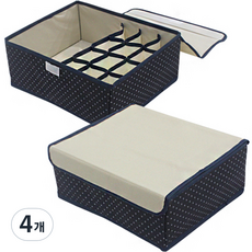피키픽스 옷장정리 2in1 다용도 수납함, 4개, 네이비도트