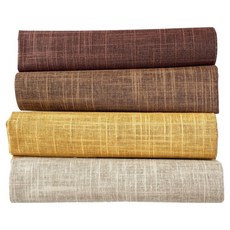 素色亞麻混紡布料, 燕麥米色、金黃色、棕色、Jean Brown, 1組