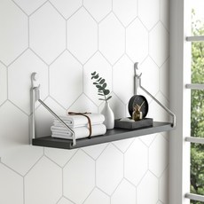 Evright 免鑽孔設計感鐵製壁掛層架, 黑色, 1層