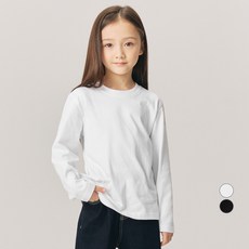 롤리트리 아동용 면스판 기본 긴팔 티셔츠