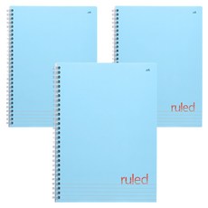 Double A 可撕式左翻橫線筆記本, 天空藍, 3個