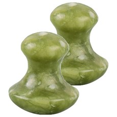 翡翠玉石臉部按摩石, 橄欖色, 2個