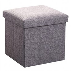 多功能可折疊棉麻收納凳 40 x 25 x 25cm, 灰色, 1個