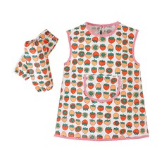 Coney Island 孩童圖案印花繪畫專用防水圍裙+袖套組, 草莓款