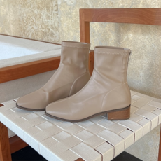 어바웃슈 여성용 디디셀 스판 로우힐 앵클부츠