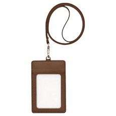 FunnYmade 雙面收納皮革員工證件套掛繩, 1個, 泥米色