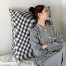 집앤콕 삼각 등받이 쿠션 봄체크, 봄체크 블랙