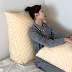 집앤콕 삼각 등받이 쿠션 봄체크, 봄체크 옐로우