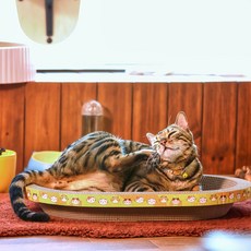 냥이마트 고양이 튼튼하고 아늑한 타원형 스크래쳐 대형 쇼파 침대, 혼합색상, 1개