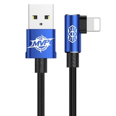 Baseus 倍思 MVP王者彎頭IOS數據線 圓弧插頭 兼容IOS 2A智能充電, 1m, 藍色, 1條