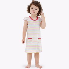MOM&BAB 女童條紋口袋短袖連身裙 G010BCDS003