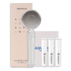 AQUADUO Shower Plus 過濾蓮蓬頭 SF-580 + 補充濾芯 3入組, 透明, 1個