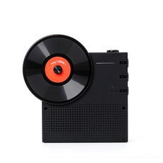 루오딘 디스코 레트로 미니 휴대용 무선 블루투스 스피커, 심플블랙, LD-00901