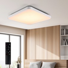WONHA 三色變換 可調光 無頻閃晶片 鏡面房燈 LED 75W + 遙控器組, 白色