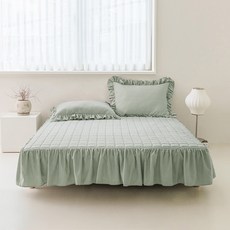 The Zari Bonita 短荷葉邊床罩 固定帶型, 抹茶綠