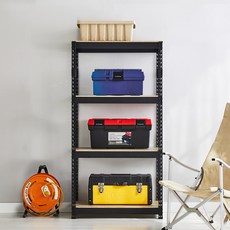 피피랙 국내생산 무볼트 무소음 조립식 앵글선반, 블랙, 4단