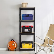 피피랙 국내생산 무볼트 무소음 조립식 앵글선반, 블랙, 4단