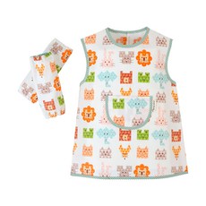 Coney Island 孩童圖案印花繪畫專用防水圍裙+袖套組, 幾何動物款