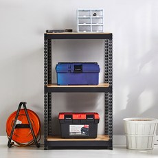 피피랙 국내생산 무볼트 무소음 조립식 앵글선반, 블랙, 3단