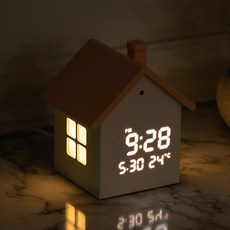 플라이토 무드홈 인테리어 LED 탁상시계, 화이트