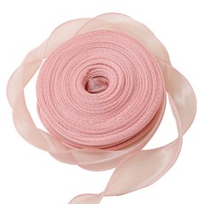 GILGRI 網紗歐根紗花束禮物包裝緞帶 4cm, 36m, 1個, 01 蜜桃色