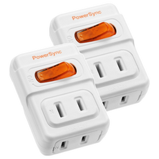 PowerSync 包爾星克 2P 1開2插安全節能壁插 TWT212NN, 6.2cm, 2個, 白色