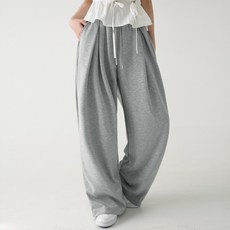 Cotton Closet 女款大尺碼兩穿壓褶氣球寬版運動褲