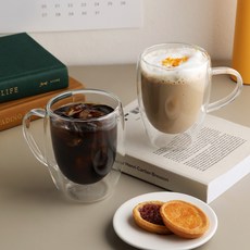 Samho Glass 雙層耐熱雙層玻璃馬克杯 350ml SH1059M, 2個, 透明