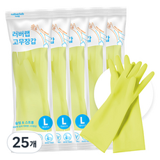 러버랩 국내산 팔목 고무장갑, 라임, 대(L), 25개