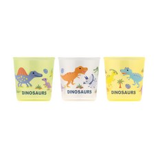 Skater BCUP1AG 抗菌漱口牙刷練習杯 3入組, 恐龍 白色 + 黃色, 1組