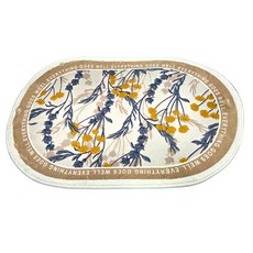 快豹 北歐簡約浴室橢圓吸水地毯 New 小竹菊橢圓, 黑白色, 1個