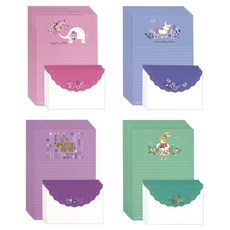 滿懷心意動物信紙 2系列 信紙 4種*8張+信封 4種*4個, 大象，貓，熊，兔子, 1套