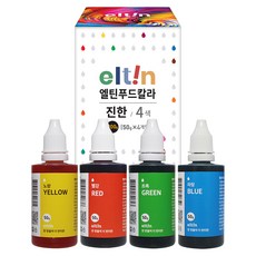 엘틴 푸드칼라 진한4색 식용색소 빨강 + 노랑 + 초록 + 파랑 세트, 200g, 1세트
