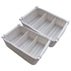 3칸 라탄 바구니, 화이트, 2개