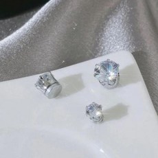 gelluna 閃亮圓形方晶鋯石磁吸式假耳環