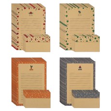 Maumdama Be 牛皮紙信紙 16p + 信封 8p 套組, 混合顏色, 2套