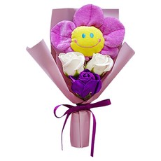 조화 스마일 인형 미니꽃다발, 퍼플, 1개