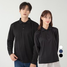 CARET 男女通用機能性快乾翻領長袖T恤, 黑色