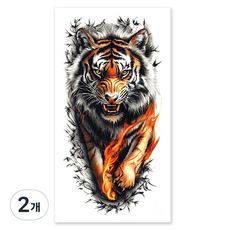 gelluna 男性專用 逼真猛獸老虎 手臂 印度彩繪 紋身 刺青貼紙, T-202, 2個