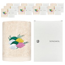 송월타월 명절놀이 세면타올 160g 40수 면사 10p + 케이스 세트, 베이지(수건), 1세트