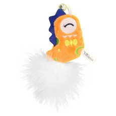 黃金貓 小怪獸系列貓草玩具 適用於全齡貓 水晶超柔絨、超纖、羽毛、貓草、鈴鐺, 爆毛怪 橘色, 1個