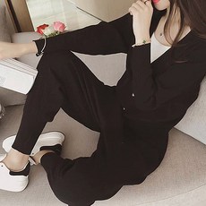 구디프 여성용 골지 캐주얼 가디건 + 팬츠 세트